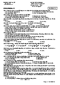 Đề thi trắc nghiệm môn: Vật lý 10 cơ bản thời gian làm bài: 45 phút
