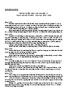 Đề thi tuyển sinh lớp chuyên lý thành phố Hồ Chí Minh - Năm học 2005 - 2006