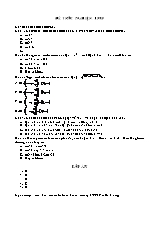 Đề trắc nghiệm 10 môn Vật lý