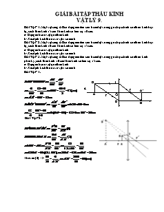 Giải bài tập thấu kính Vật lý 9