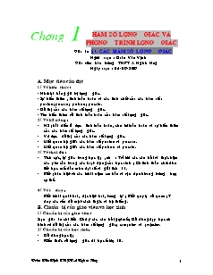 Giáo án Đại số 11 nâng cao: Các hàm số lượng giác