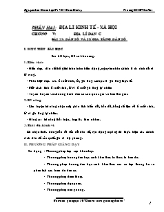 Giáo án Địa lý 10 Bài 22: Dân số và sự gia tăng dân số