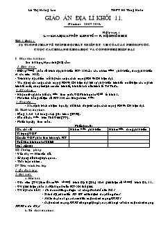 Giáo án Địa lý 11 - Trường THPT Hà Tông Huân
