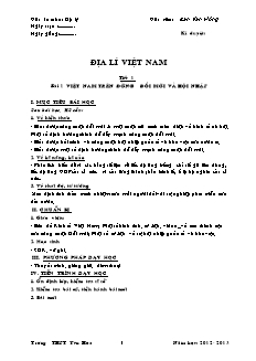 Giáo án Địa lý 12 - Trường THPT Yên Hòa