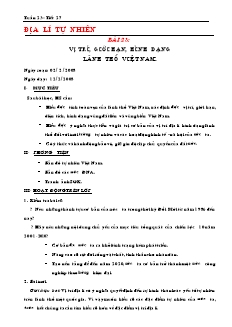 Giáo án Địa lý 8 bài 23: Vị trí, giới hạn, hình dạng lãnh thổ Việt Nam