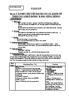 Giáo án Địa lý lớp 12 bài 46: Vấn đề chuyển dịch cơ cấu kinh tế theo ngành ở đồng bằng Sông Hồng