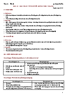 Giáo án giảng dạy môn Vật lý 10 (cơ bản) - Hoàng Văn Tuấn - Bài 15 – Bài toán về chuyển động ném ngang