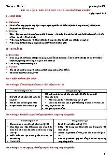 Giáo án giảng dạy môn Vật lý 10 (cơ bản) - Hoàng Văn Tuấn - Bài 19 – Quy tắc hợp lực song song cùng chiều