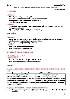 Giáo án giảng dạy môn Vật lý 10 (cơ bản) - Hoàng Văn Tuấn - Bài 30 - Quá trình đẳng tích. định luật sác - lơ