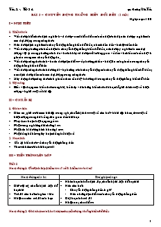 Giáo án giảng dạy môn Vật lý 10 (cơ bản) - Hoàng Văn Tuấn - Bài 3 – Chuyển động thẳng biến đổi đều (2 tiết)