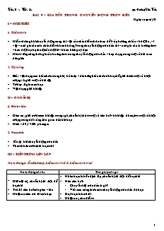 Giáo án giảng dạy môn Vật lý 10 (nâng cao) - Hoàng Văn Tuấn - Bài 9: Gia tốc trong chuyển động tròn đều