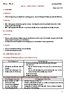 Giáo án giảng dạy môn Vật lý 10 (nâng cao) - Hoàng Văn Tuấn - Bài 15 – Định luật 2 newton