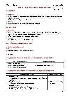 Giáo án giảng dạy môn Vật lý 10 (nâng cao) - Hoàng Văn Tuấn - Bài 43 – Ứng dụng định luật bécnuli