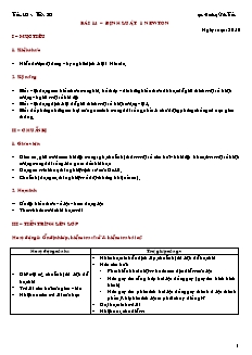 Giáo án giảng dạy môn Vật lý 10 (nâng cao) - Hoàng Văn Tuấn - Bài 14 – Định luật 1 newton