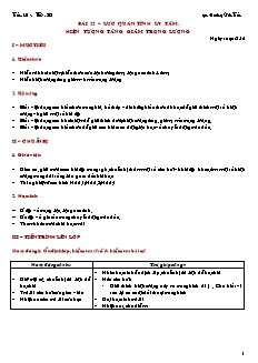 Giáo án giảng dạy môn Vật lý 10 (nâng cao) - Hoàng Văn Tuấn - Bài 22 – Lực quán tính ly tâm. hiện tượng tăng giảm trọng lượng