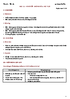 Giáo án giảng dạy môn Vật lý 10 (nâng cao) - Hoàng Văn Tuấn - Bài 24 – Chuyển động của hệ vật