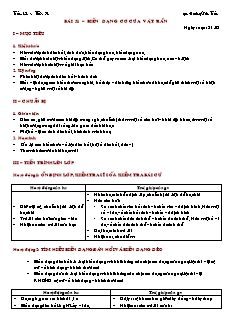 Giáo án giảng dạy môn Vật lý 10 (nâng cao) - Hoàng Văn Tuấn - Bài 51 – Biến dạng cơ của vật rắn