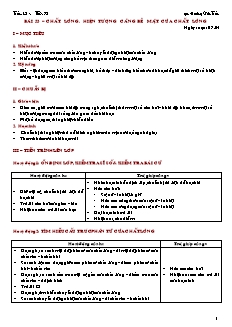 Giáo án giảng dạy môn Vật lý 10 (nâng cao) - Hoàng Văn Tuấn - Bài 53 – Chất lỏng. hiện tượng căng bề mặt của chất lỏng