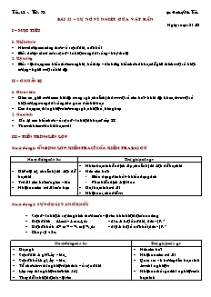 Giáo án giảng dạy môn Vật lý 10 (nâng cao) - Hoàng Văn Tuấn - Bài 52 – Sự nở vì nhiệt của vật rắn