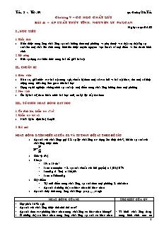 Giáo án giảng dạy môn Vật lý 10 (nâng cao) - Hoàng Văn Tuấn - Bài 41 – Áp suất thủy tĩnh. nguyên lý paxcan