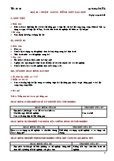 Giáo án giảng dạy môn Vật lý 10 (nâng cao) - Hoàng Văn Tuấn - Bài 30 – Thực hành: tổng hợp hai lực