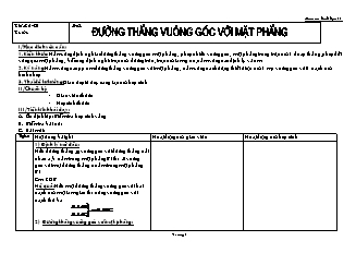 Giáo án Hình học 11 NC bài 12: Đường thẳng vuông góc với mặt phẳng