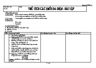 Giáo án Hình học 11 NC bài 22: Thể tích các khối đa diện - Bài tập