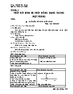 Giáo án Hình học 11 NC - Chương I: Phép dời hình và phép đồng dạng trong mặt phẳng