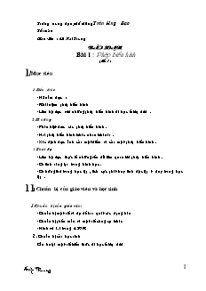 Giáo án Hình học khối 11 - Bài 1: Phép biến hình