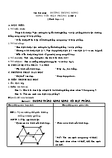 Giáo án Hình học khối 11 (nâng cao) - Tiết 21: Đường thẳng song song với mặt phẳng