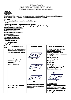 Giáo án Hình học khối 11 - Tiết 15, 16: Hai đường thẳng chéo nhau và hai đường thẳng song song