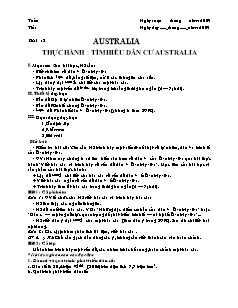 Giáo án môn Địa lý 11 bài 12: Australia - Thực hành: tìm hiểu dân cư Australia
