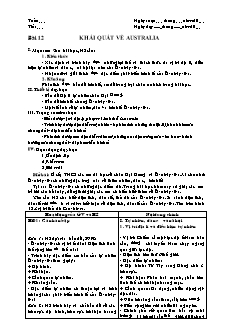 Giáo án môn Địa lý 11 bài 12: Khái quát về Australia