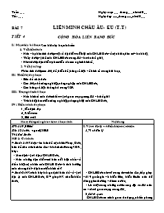 Giáo án môn Địa lý 11 bài 7: Liên minh châu âu- EU (t.t) - Tiết 4: Cộng hòa Liên Bang Đức