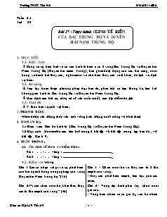 Giáo án môn Địa lý 9 tiết 29 Thực hành: Kinh tế biển của bắc trung bộ và duyên hải nam trung bộ