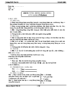 Giáo án môn Địa lý 9 tiết 40: Vùng đồng bằng sông Cửu Long (tiếp theo)