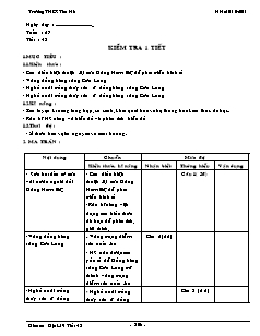 Giáo án môn Địa lý 9 tiết 43: Kiểm tra 1 tiết