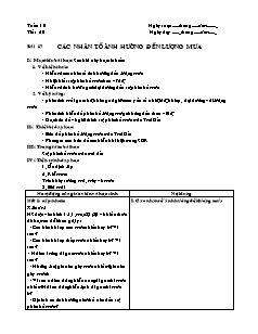 Giáo án môn học Địa lý 10 - Bài 17: Các nhân tố ảnh hưởng đến lượng mưa