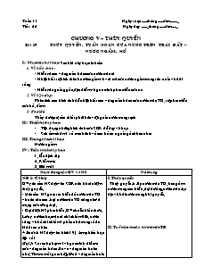 Giáo án môn học Địa lý 10 - Bài 19: Thủy quyển, tuần hoàn của nước trên trái đất – Nước ngầm, hồ