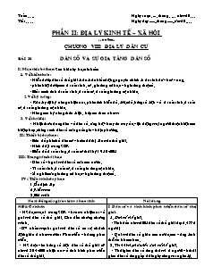 Giáo án môn học Địa lý 10 - Bài 30: Dân số và sự gia tăng dân số