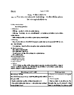 Giáo án môn học Địa lý 10 - Bài 35: Vai trò, các nhân tố ảnh hưởng và đặc điểm phân bố các ngành dịch vụ