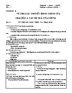 Giáo án môn học Địa lý 10 - Bài 5; Vũ trụ - Hệ mặt trời và trái đất