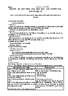 Giáo án môn học Địa lý 10 - Bài 7: Cấu trúc của trái đất. thạch quyển, thuyết kiến tạo mảng