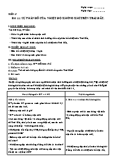 Giáo án môn học Địa lý 10 (nâng cao) - Tiết 17: Sự phân bố của nhiệt độ không khí trên trái đất