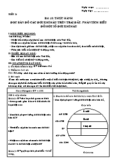 Giáo án môn học Địa lý 10 (nâng cao) - Tiết 21: Thực hành đọc bản đồ các đới khí hậu trên trái đất. phân tích biểu đồ một số đới khí hậu