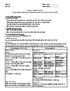 Giáo án môn học Địa lý 10 (nâng cao) - Tiết 30: Thực hành phân tích mối quan hệ giữa khí hậu, sinh vật và đất