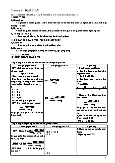 Giáo án môn Toán 11 - Bài 1: Định nghĩa và ý nghĩa của đạo hàm