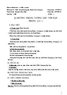 Giáo án môn Toán 11 - Bài 3: Đường thẳng vuông góc với mặt phẳng