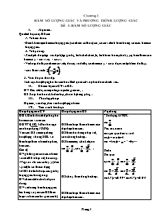 Giáo án môn Toán 11 - Chương I: Hàm số lượng giác và phương trình lượng giác