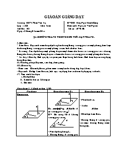 Giáo án môn Toán 11 - Đường thẳng vuông góc với mặt phẳng - Trường: THPT Phan Văn Trị